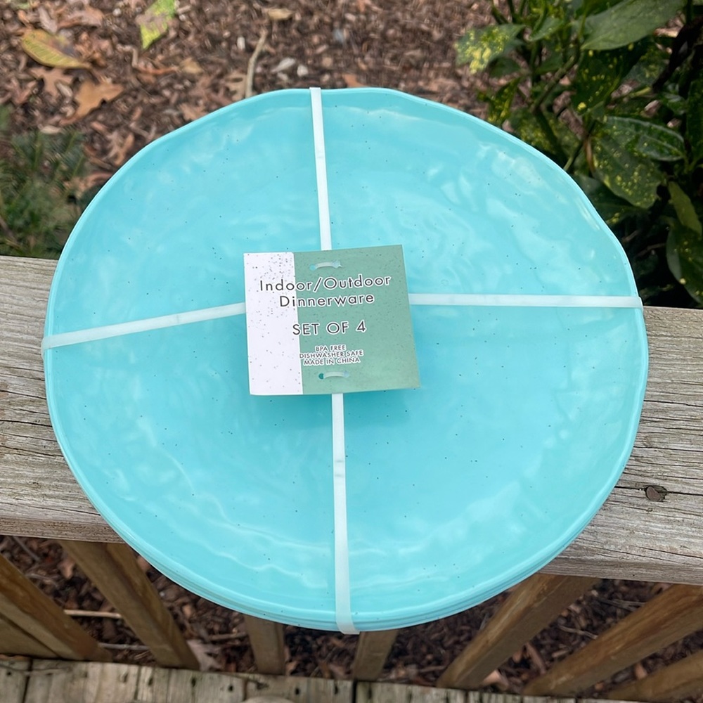 Turquoise 11" Melamine Dinner Plates Set of 4